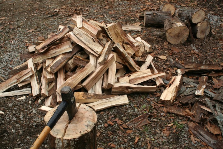 Splitting hickory